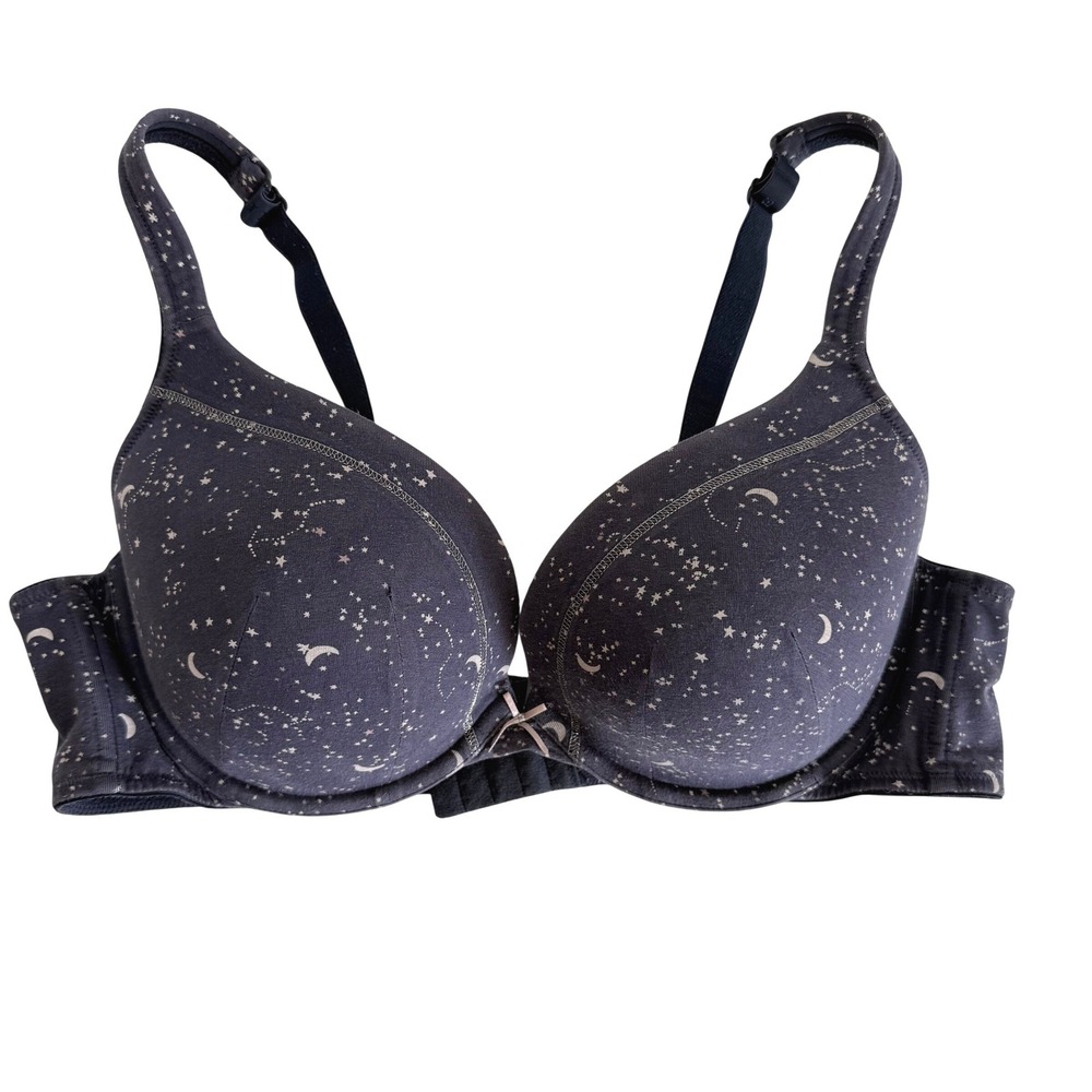 Cacique Celestial Print T Shirt Bra 42C Moon Stars‎ Full Coverage Lounge